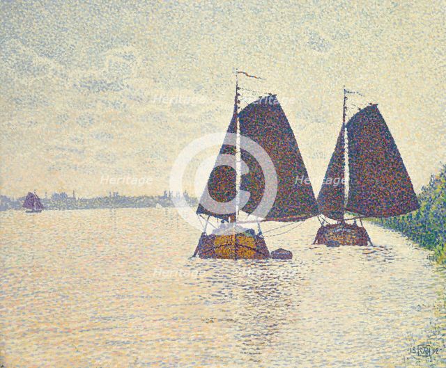 Péniches sur l'Escaut, 1892. Creator: Rysselberghe, Théo van (1862-1926).