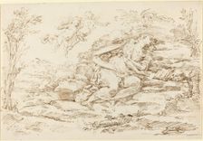 Penitent Magdalene with Angels in a Landscape [recto]. Creator: Donato Creti