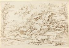 Penitent Magdalene with Angels in a Landscape [recto]. Creator: Donato Creti