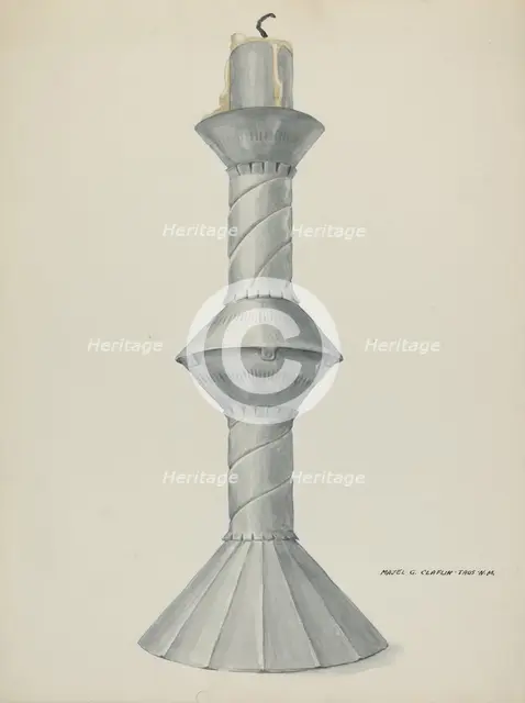 Penitente Altar Candle Stick, c. 1937. Creator: Majel G. Claflin.