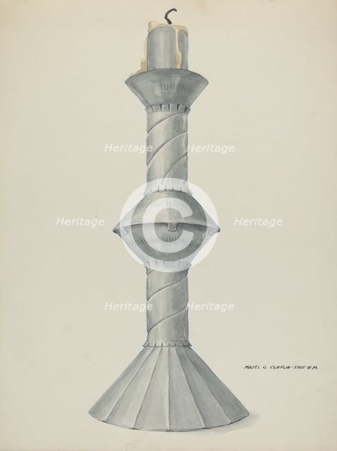 Penitente Altar Candle Stick, c. 1937. Creator: Majel G. Claflin.