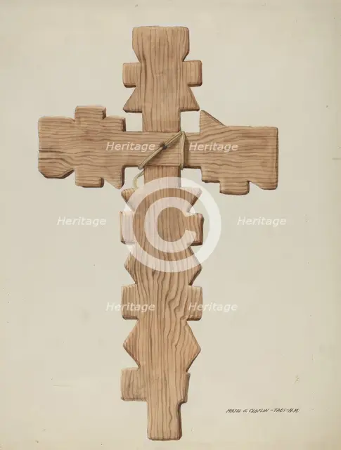 Penitente Cross, Carved Wood, c. 1937. Creator: Majel G. Claflin.
