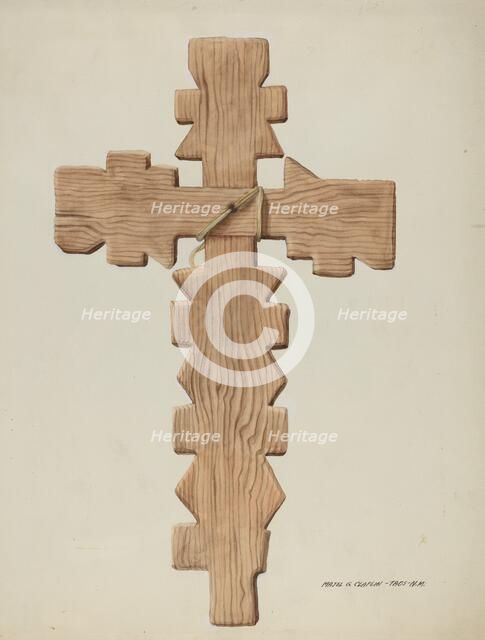 Penitente Cross, Carved Wood, c. 1937. Creator: Majel G. Claflin.