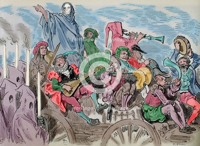 Penitents and musicians - scene from Don Quixote, 19th century.  Creator: Gustave Doré.