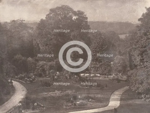 Penllergare Garden From the Morning Room, 1853-56. Creator: James Knight.