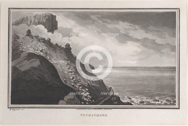 Penmanmawr, from "Remarks on a Tour to North and South Wales, in the year 1797, September 1, 1799. Creator: John Hill.