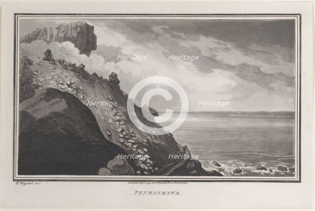 Penmanmawr, from "Remarks on a Tour to North and South Wales, in the year 1797, September 1, 1799. Creator: John Hill.