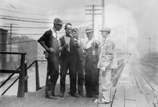 Penn. R.R. [i.e., Railroad] men talk strike, 1910. Creator: Bain News Service