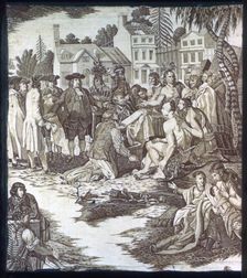 Penn's Treaty with the Indians (Furnishing Fabric), London, c. 1785. Creator: Unknown
