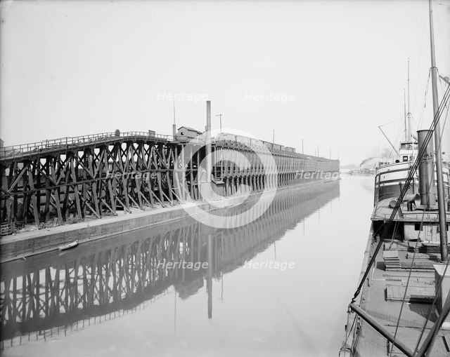 Penna. Ry. [Pennsylvania Railroad], coal trestle, Erie, Pa., ca 1900. Creator: William H. Jackson.