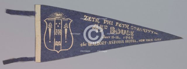 Pennant for the Zeta Phi Beta sorority's 45th Boulé, 1965. Creator: Unknown.