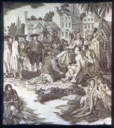 Penn's Treaty with the Indians (Furnishing Fabric), London, c. 1785. Creator: Unknown
