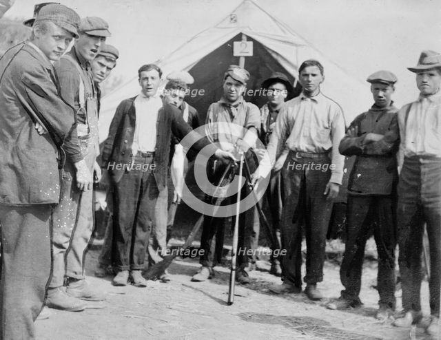Pennsylvania coal strike - in Atlantic camp showing guns of deputies, between c1910 and c1915. Creator: Bain News Service.