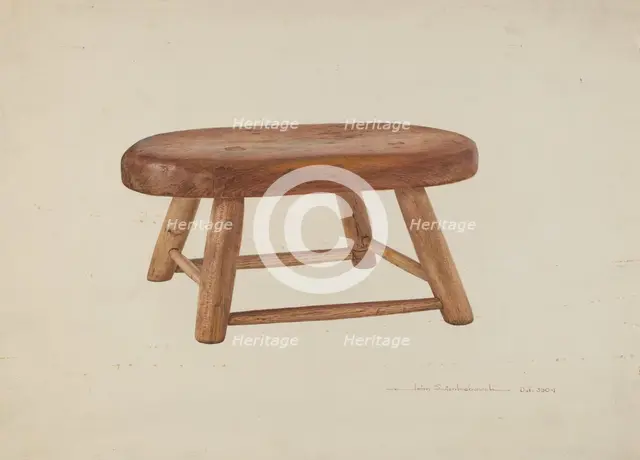 Pennsylvania Dutch Bed Stool, 1935/1942. Creator: John Swientochowski.