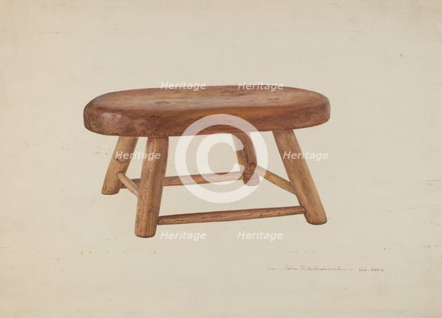 Pennsylvania Dutch Bed Stool, 1935/1942. Creator: John Swientochowski.