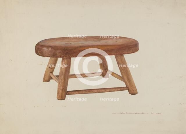 Pennsylvania Dutch Bed Stool, 1935/1942. Creator: John Swientochowski.