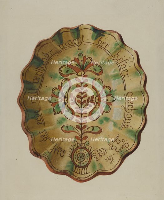 Pennsylvania German Dish, c. 1936. Creator: Albert J. Levone.