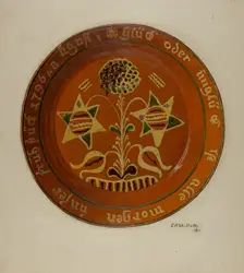 Pennsylvania German Dish, c. 1938. Creator: Eugene Shellady