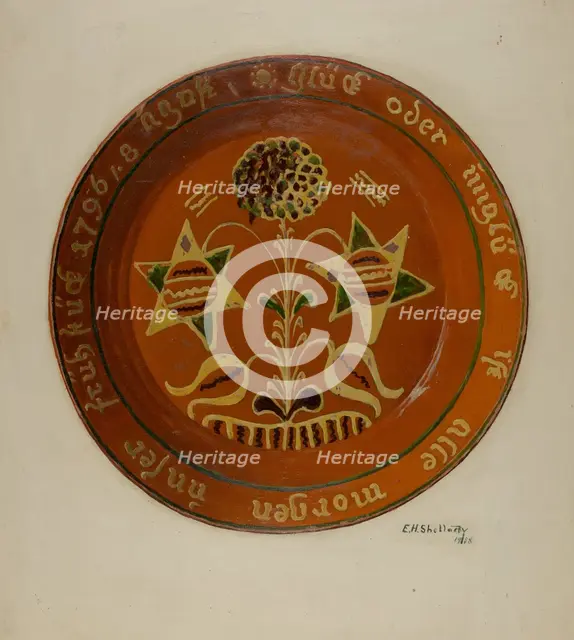 Pennsylvania German Dish, c. 1938. Creator: Eugene Shellady.