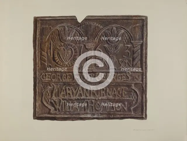 Pennsylvania German Fireback, c. 1939. Creator: Edward L Loper.