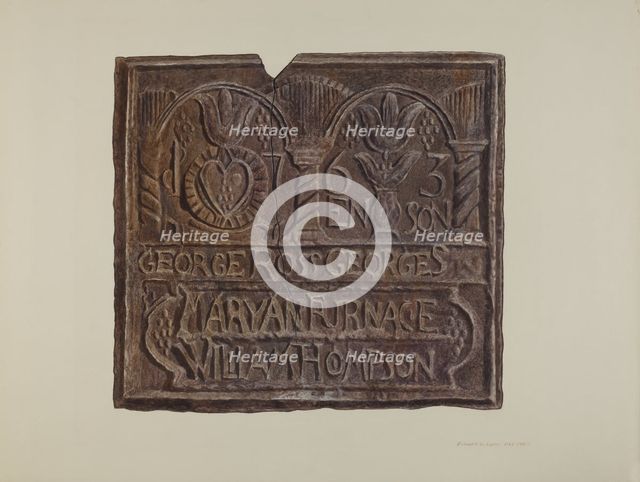 Pennsylvania German Fireback, c. 1939. Creator: Edward L Loper.