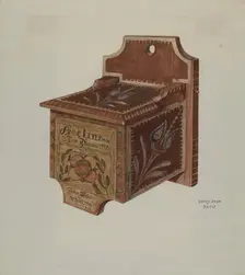 Pennsylvania German Hanging Salt Box, c. 1939. Creator: Betty Jean Davis