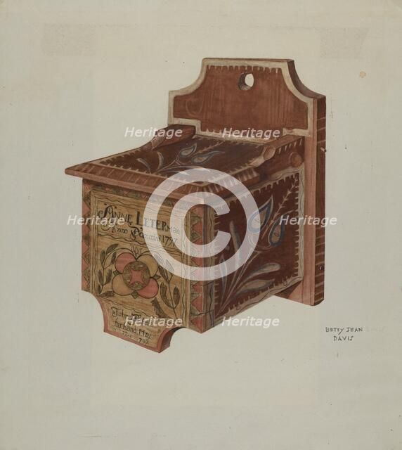 Pennsylvania German Hanging Salt Box, c. 1939. Creator: Betty Jean Davis.