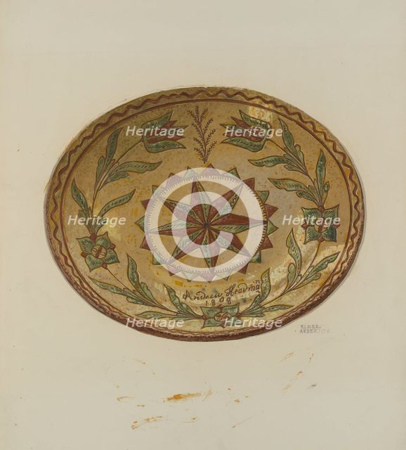 Pennsylvania German Pie Plate, 1935/1942. Creator: Elmer G Anderson.