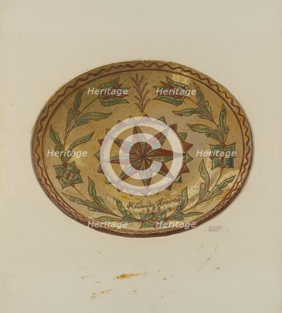 Pennsylvania German Pie Plate, 1935/1942. Creator: Elmer G Anderson.