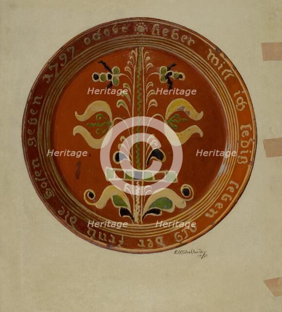 Pennsylvania German Plate, 1938. Creator: Eugene Shellady.