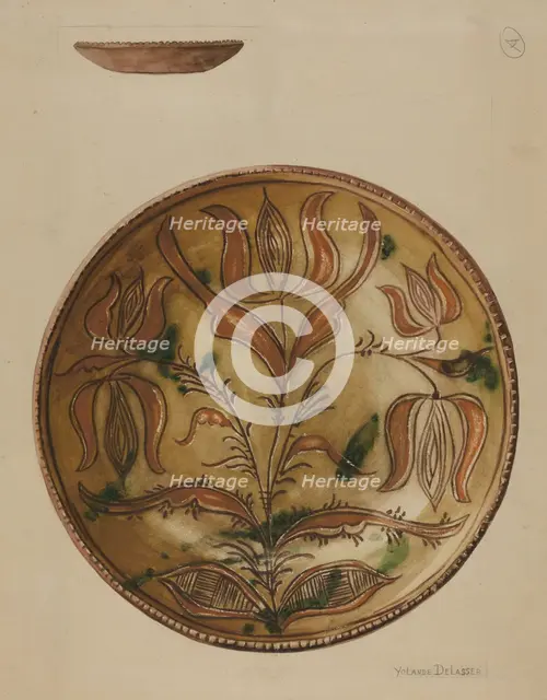 Pennsylvania German Plate, c. 1937. Creator: Yolande Delasser.