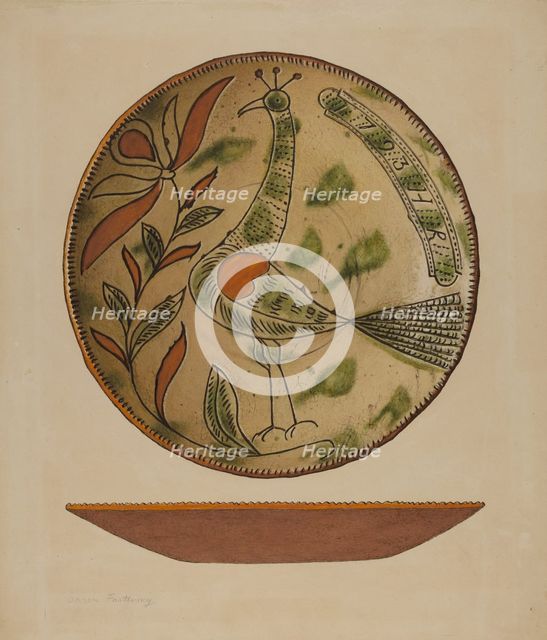 Pennsylvania German Plate, c. 1940. Creator: Aaron Fastovsky.