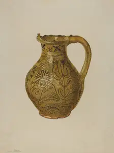 Pennsylvania German Puzzle Jug, c. 1938. Creator: Yolande Delasser