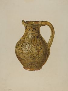 Pennsylvania German Puzzle Jug, c. 1938. Creator: Yolande Delasser