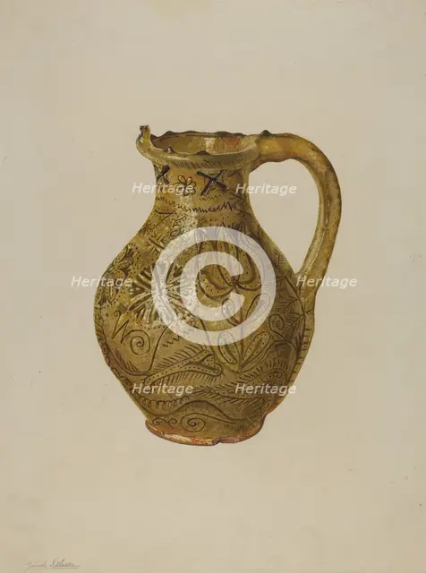 Pennsylvania German Puzzle Jug, c. 1938. Creator: Yolande Delasser.