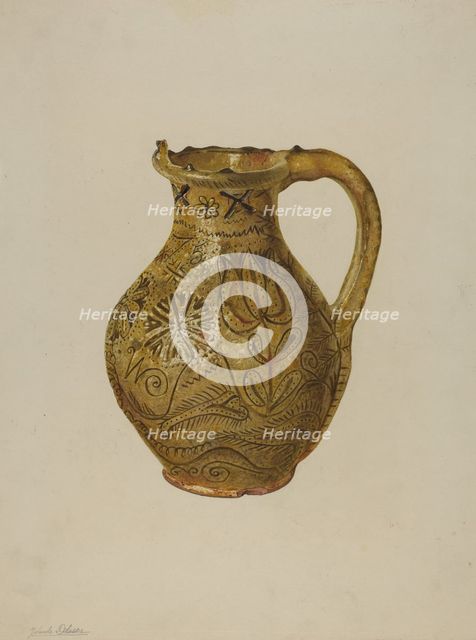 Pennsylvania German Puzzle Jug, c. 1938. Creator: Yolande Delasser.