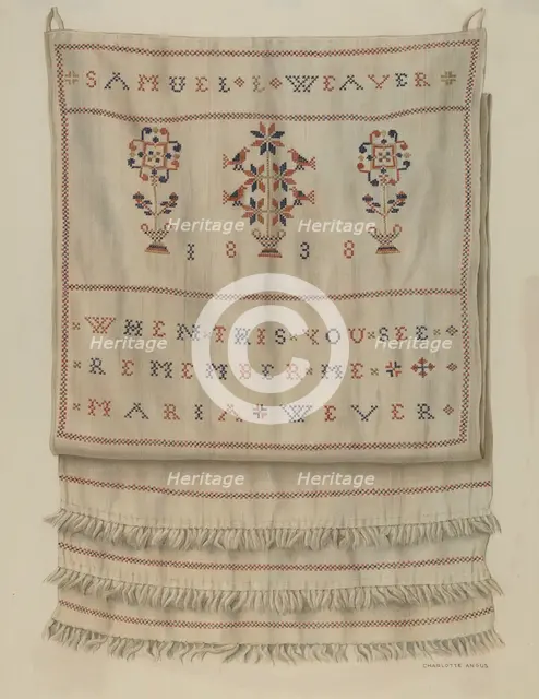 Pennsylvania German Show Towel. Creator: Charlotte Angus.