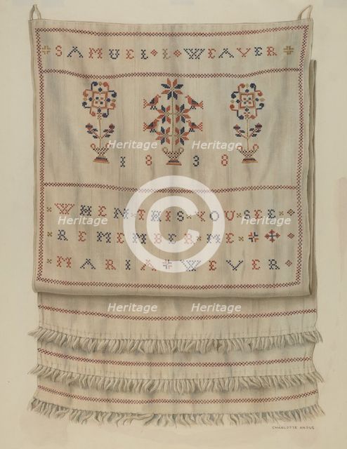Pennsylvania German Show Towel. Creator: Charlotte Angus.