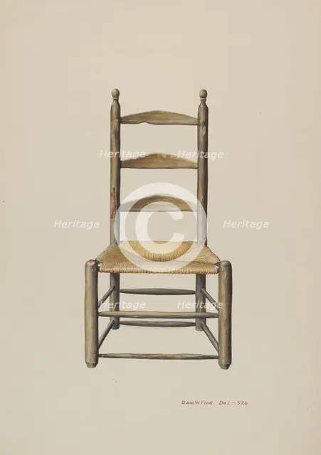 Pennsylvania Ladder Back Chair, 1935/1942. Creator: Samuel W. Ford.