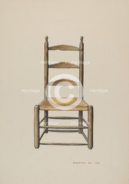 Pennsylvania Ladder Back Chair, 1935/1942. Creator: Samuel W. Ford.
