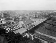Pennsylvania Station, Baltimore, showing Charles Street and Jones Falls, between 1911 and 1920. Creator: Unknown