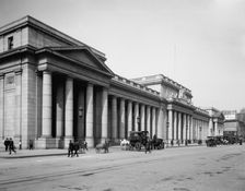 Pennsylvania Station, New York, east facade, c.between 1910 and 1920. Creator: Unknown