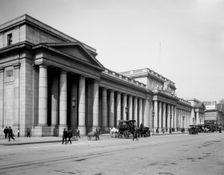 Pennsylvania Station, New York, east facade, c.between 1910 and 1920. Creator: Unknown