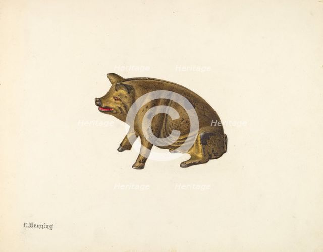 Penny Bank: Pig, c. 1941. Creator: Charles Henning.