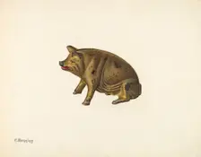 Penny Bank: Pig, c. 1941. Creator: Charles Henning