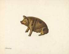 Penny Bank: Pig, c. 1941. Creator: Charles Henning