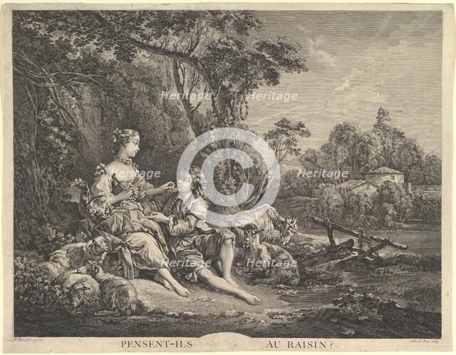 Pensant-ils au Raisin? (Are They Thinking About the Grape?), 18th century. Creator: Jacques Philippe Le Bas.