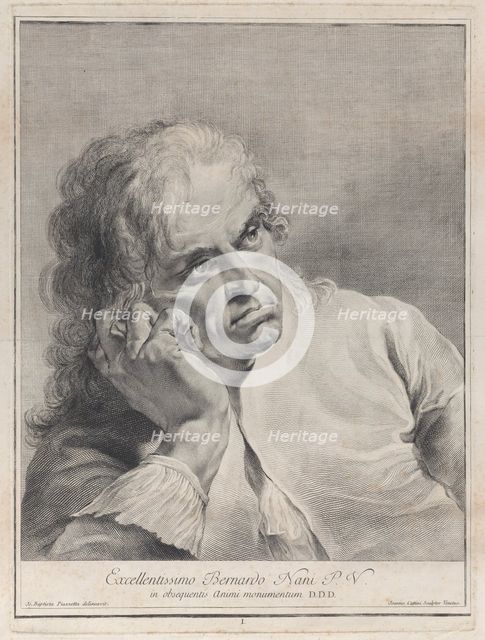 Pensive man resting his head on his hand, 1743. Creator: Giovanni Cattini.
