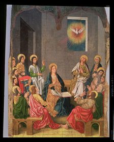 Pentecost oil on panel, altarpiece of the Fernando Gallego workshop