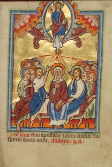 Pentecost, about 1190-1200; text added about 1480-1490. Creator: Unknown